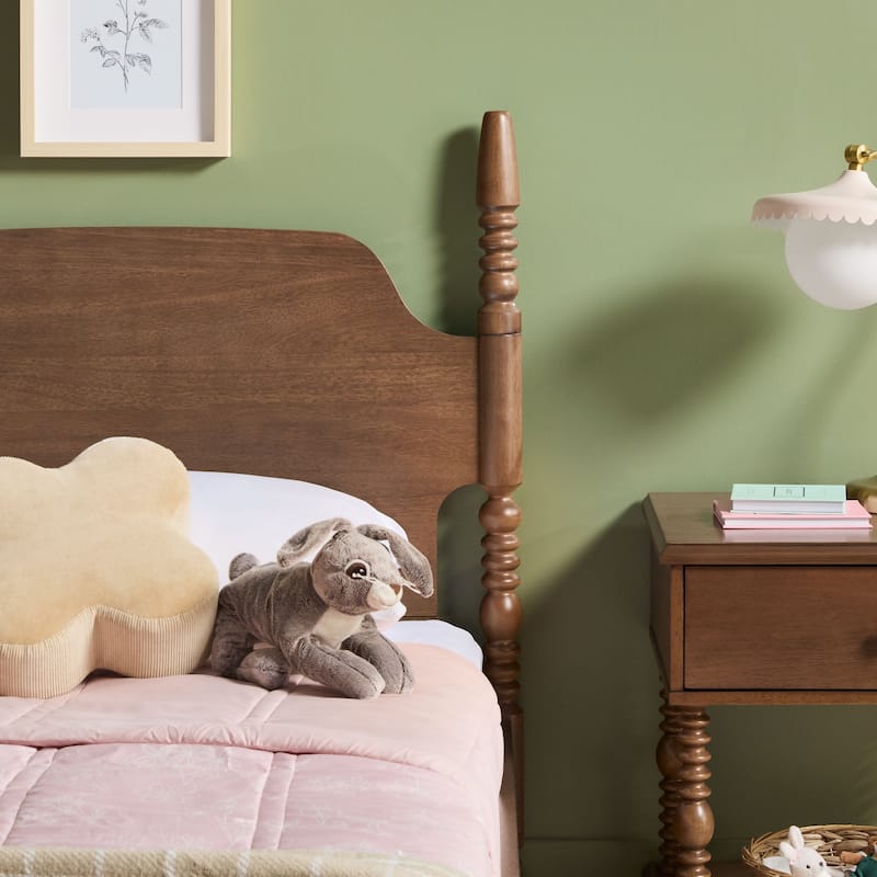 Walker Edison Easy Assembly Solid Wood Twin Bed with Wood-Turning Detail