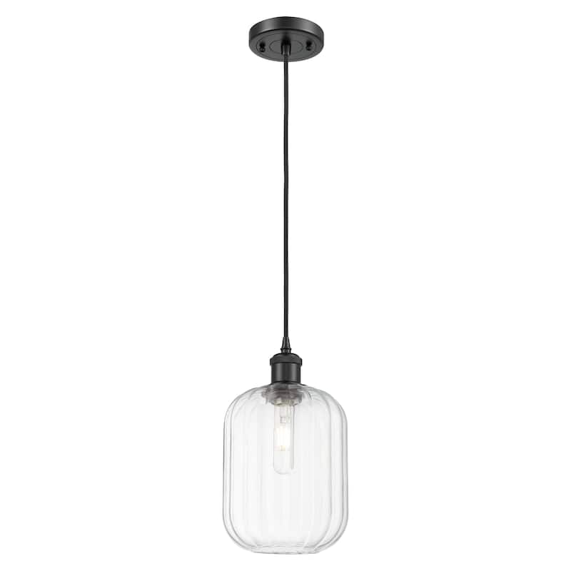Innovations Lighting Endless Possibilities Ballston - Preston - 1 Light 7" Jar Shade Cord Hung Mini Pendant - Clear/Matte Black