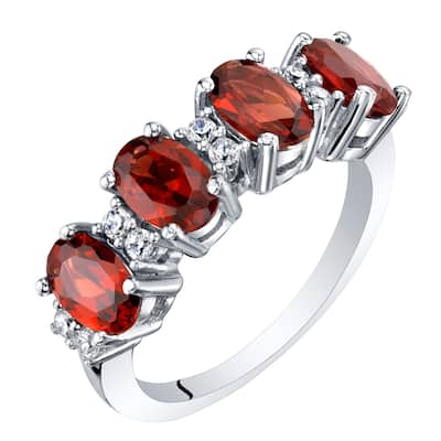Sterling Silver 2.25 ct Garnet Birthstone Ring