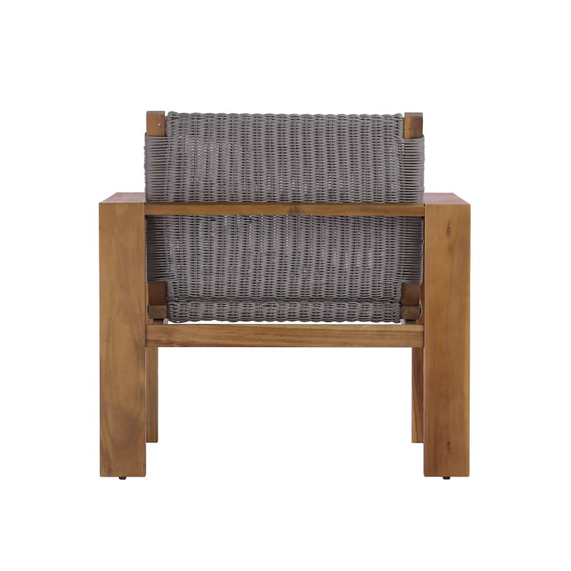 Christopher Knight Home - Set of 2 Outdoor Acacia Wood Club Chair with Wicker Backrests - Set of 2