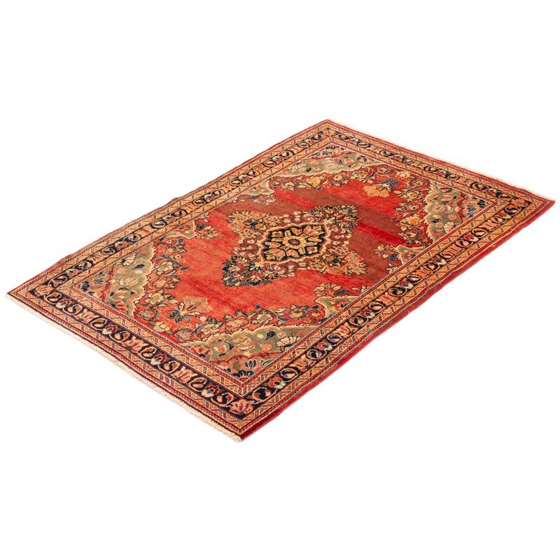 ECARPETGALLERY Hand-knotted Andelz Red Wool Rug - 4'3 x 6'9