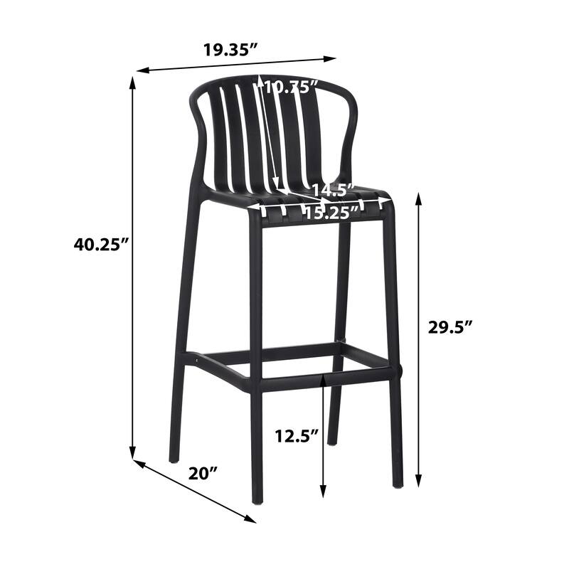 Roomfitters Outdoor Patio Perforated Slat Back Bar Stools, All-Weather Set of 2
