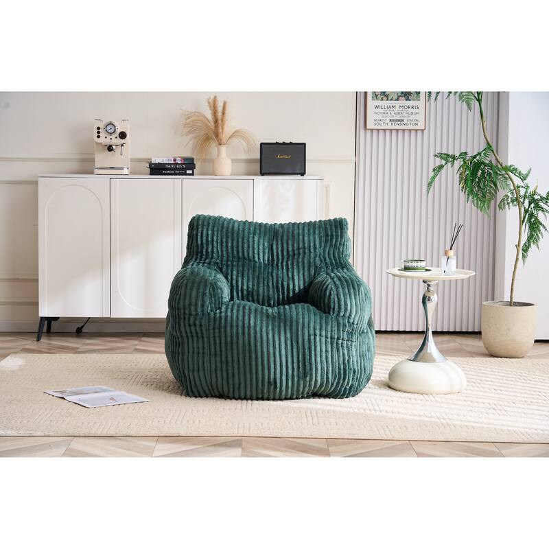 Corduroy Fabric Bean Bag Chair Filled With Memory Sponge - Green