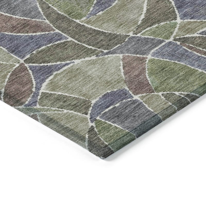 Machine Washable Indoor/Outdoor Casual Mosaic Chantille Rug