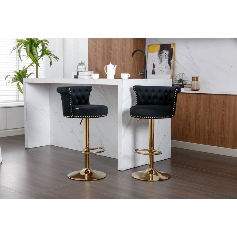 HOMEFUN Swivel Bar Stools Set of 2 Adjustable Counter Height Chairs with Footrest for Kitchen, Dining Room 2PC/SET