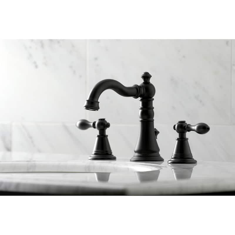 English Classic Deck Mount Widespread Bathroom Faucet with Brass Pop-Up in Brushed Brass