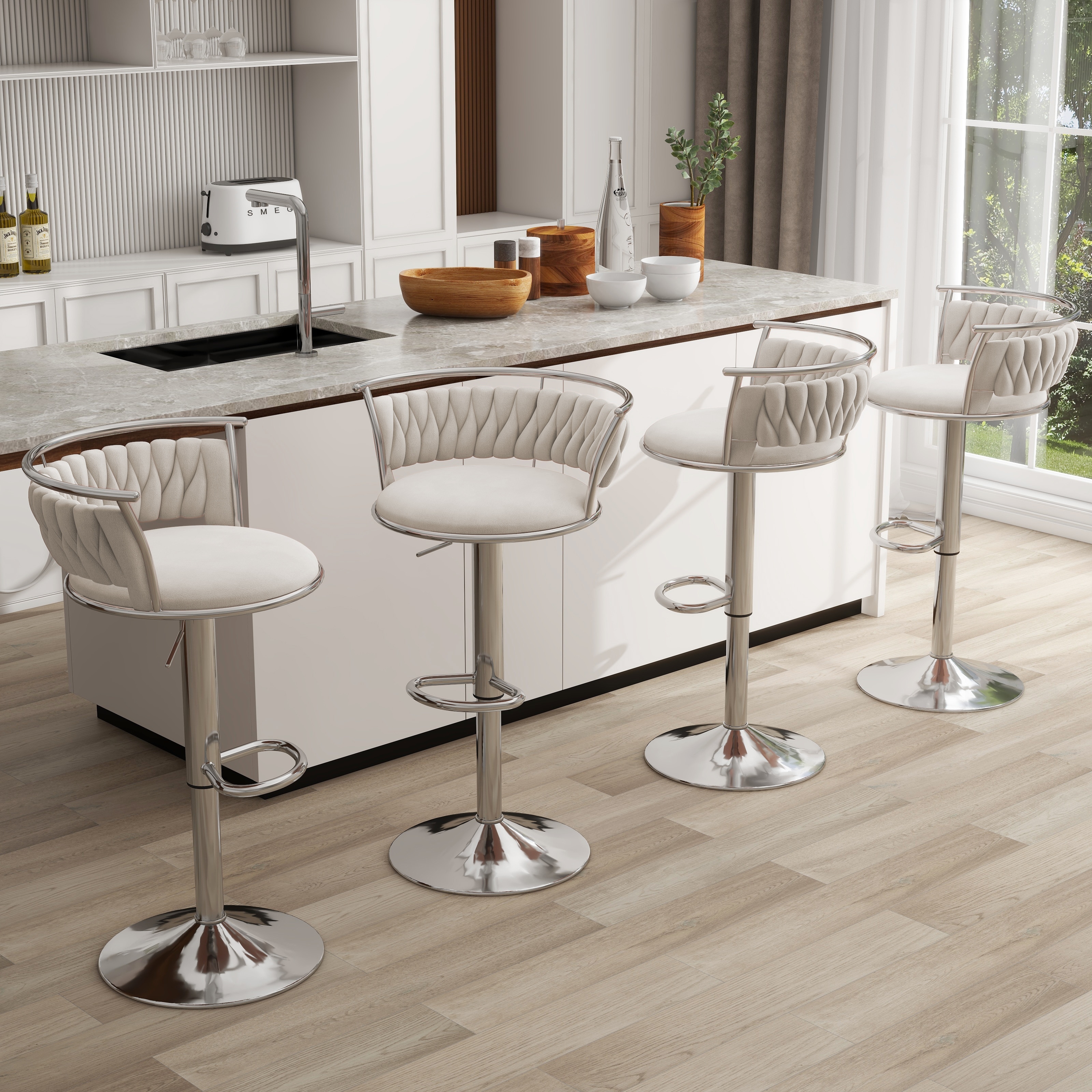4 bar store stools white