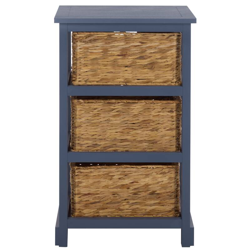 SAFAVIEH Evaline Distressed Black 3 Wicker Basket Storage Unit - 17.3" x 13.4" x 29.5" - 17"W x 13"D x 30"H