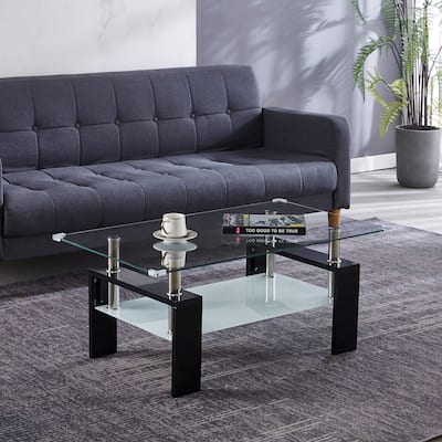 Artisan Center Coffee Table,Tempered Glass Top Stainless Steel Legs for Living Room