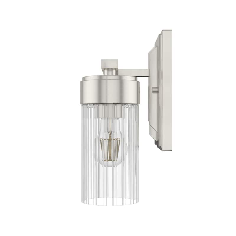 Hunter Gatz Ribbed Glass Vanity Wall Light - Bathroom - Glam, Fluted Glass - Damp Rated!