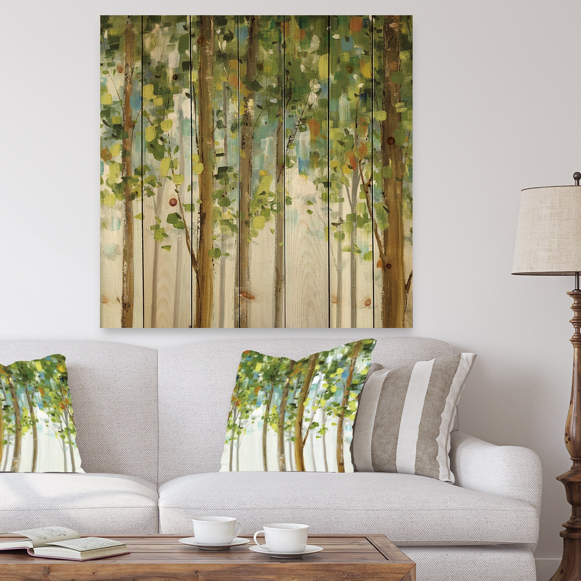 Shop Designart Green Forest Study Modern Farmhouse Print On Natural Pine Wood Green Overstock 25972813