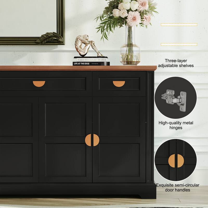 59'' W Sideboard with 3 Drawers, 4-Door Storage Cabinet