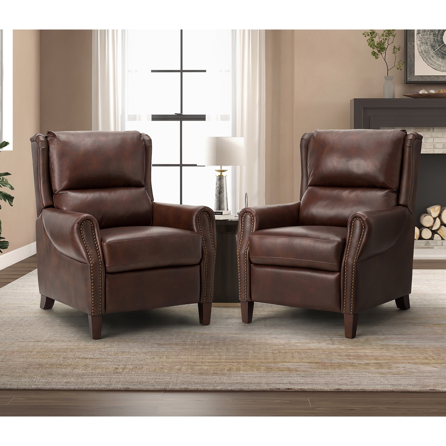 Genuine leather manual recliner on sale