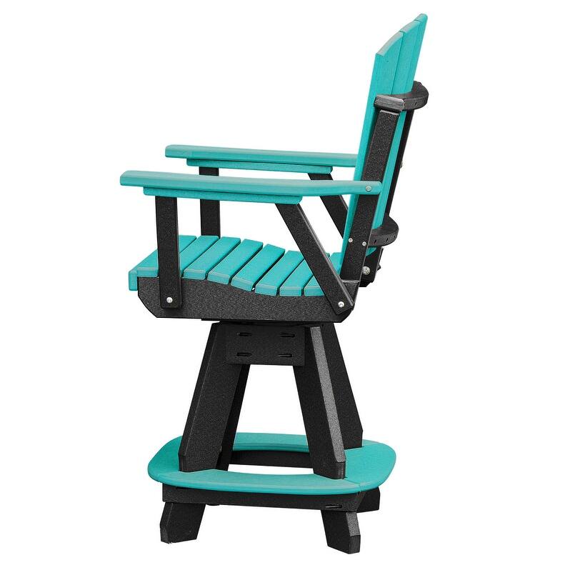 OS Home and Office Model Counter Height Swivel Arm Chair in Aruba Blue on a Black Base - N/A