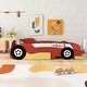 preview thumbnail 2 of 13, Twin Size Race Car Themed Platform Bed with Functional Wheels and Side Rails for Kids' Room Decor and Safety