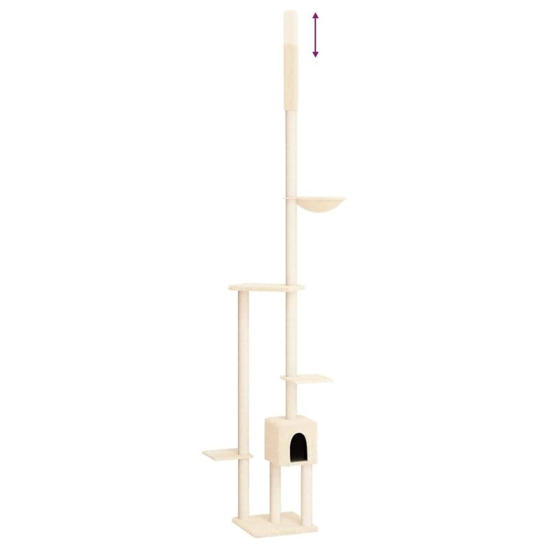 vidaXL Cat Tree Cream Engineered wood, plush, sisal Large Cat Tree