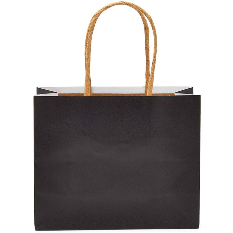 50 Pack Mini Gift Bags with Handles, Black Gift Bag Set (6 x 5 x 2.5 in