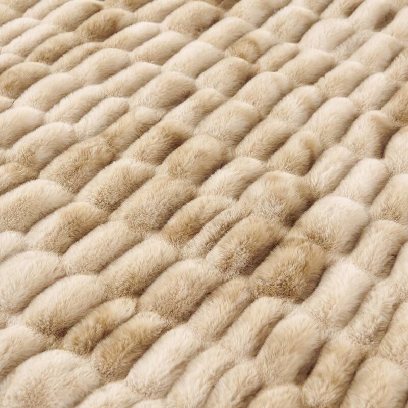 HiEnd Accents Ruched Rabbit Double-Sided Oversized Soft Cozy Plush Throw Blanket