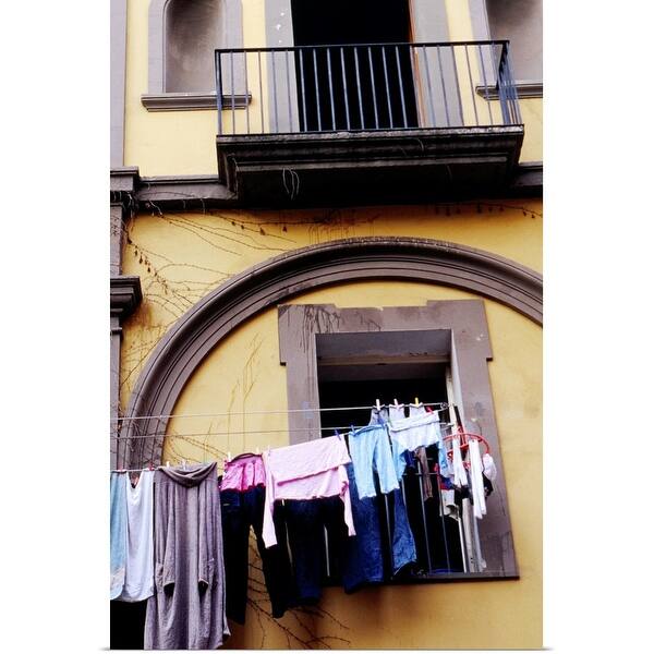Shop Laundry Hanging Outside Apartment Poster Print On Sale