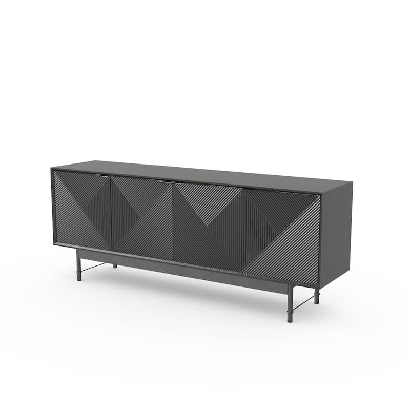 66" Entertainment Center with Storage Cabinet, TV Stand for 55 60 inch TV, Mid Century Modern Media Console Table