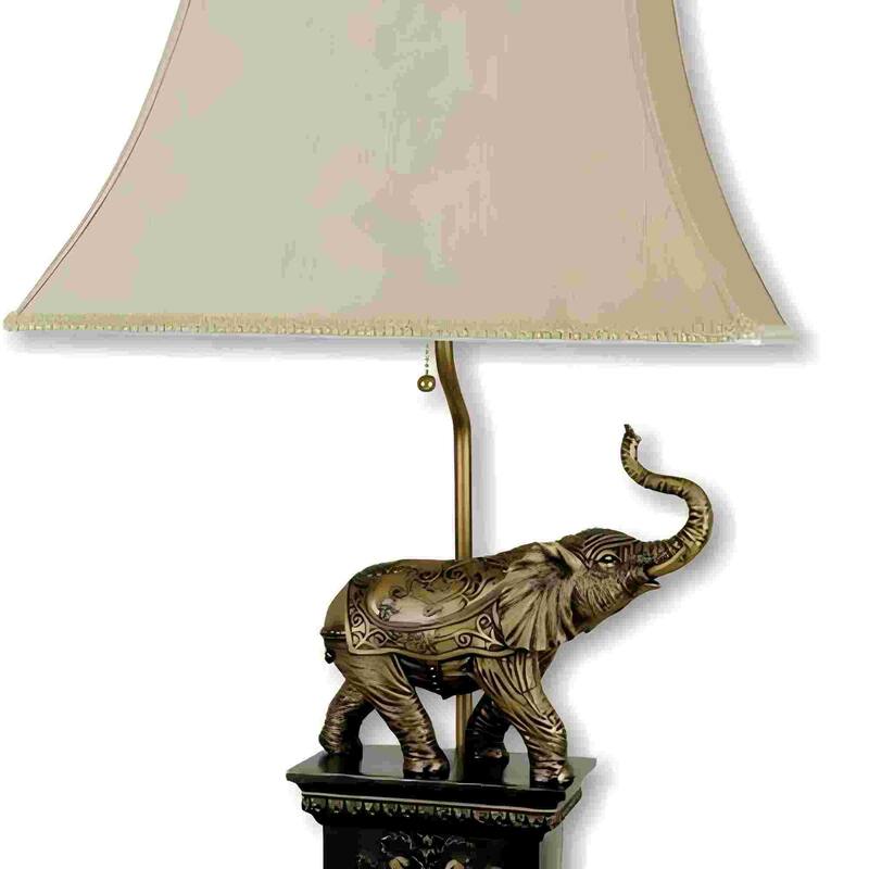 29" Tall Polyresin Elephant Table Lamp w/ Antique Gold finish