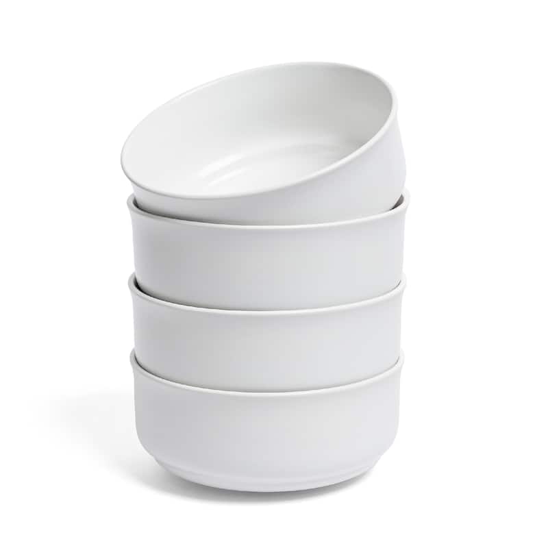 over&back Rimmed 26oz Semi-Matte Stoneware Cereal Bowls - White