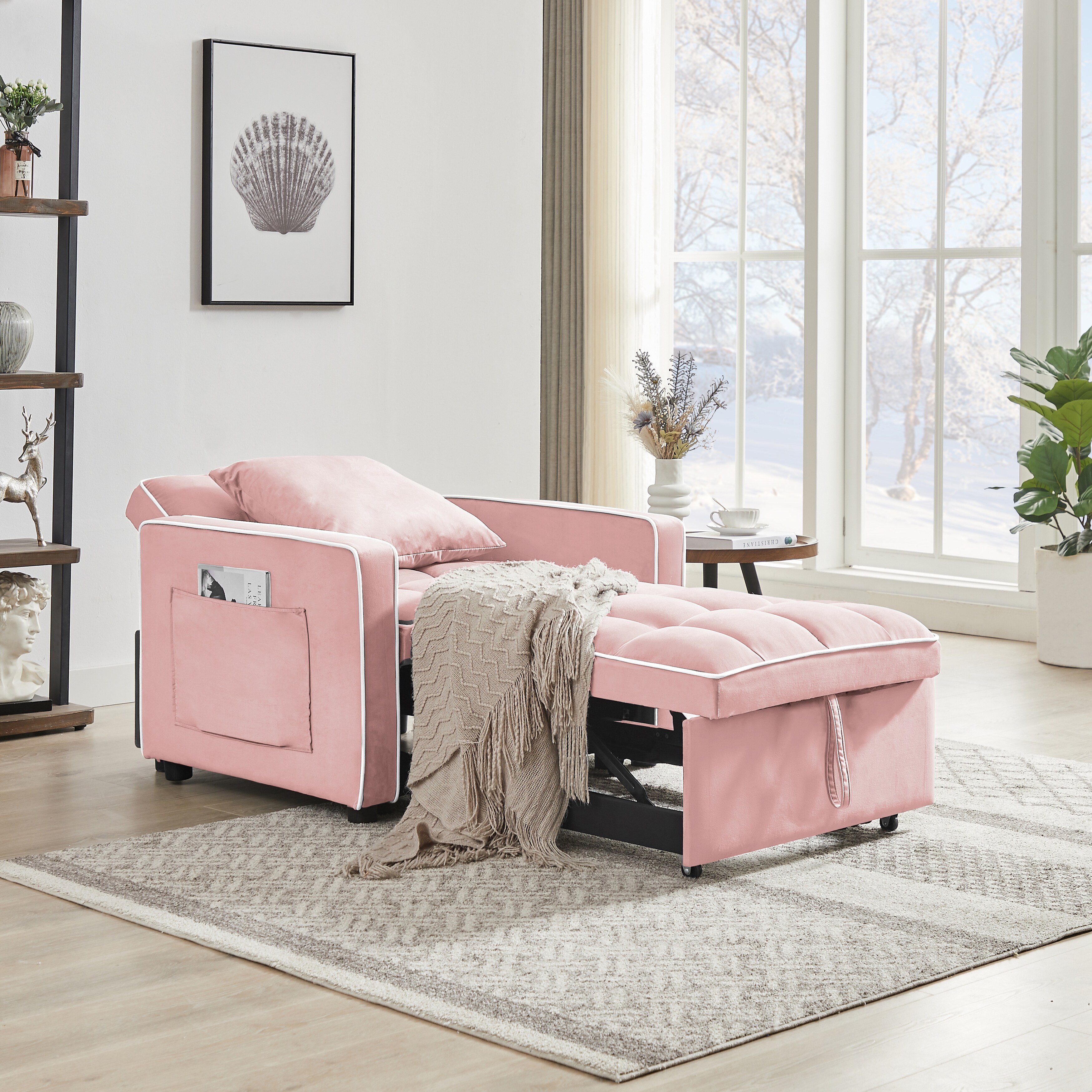 Pink velvet sales folding chair