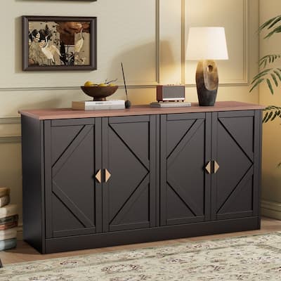 Modern 59" Sideboard, Accent Cabint Credenza TV Stand with Adjustable Shelves
