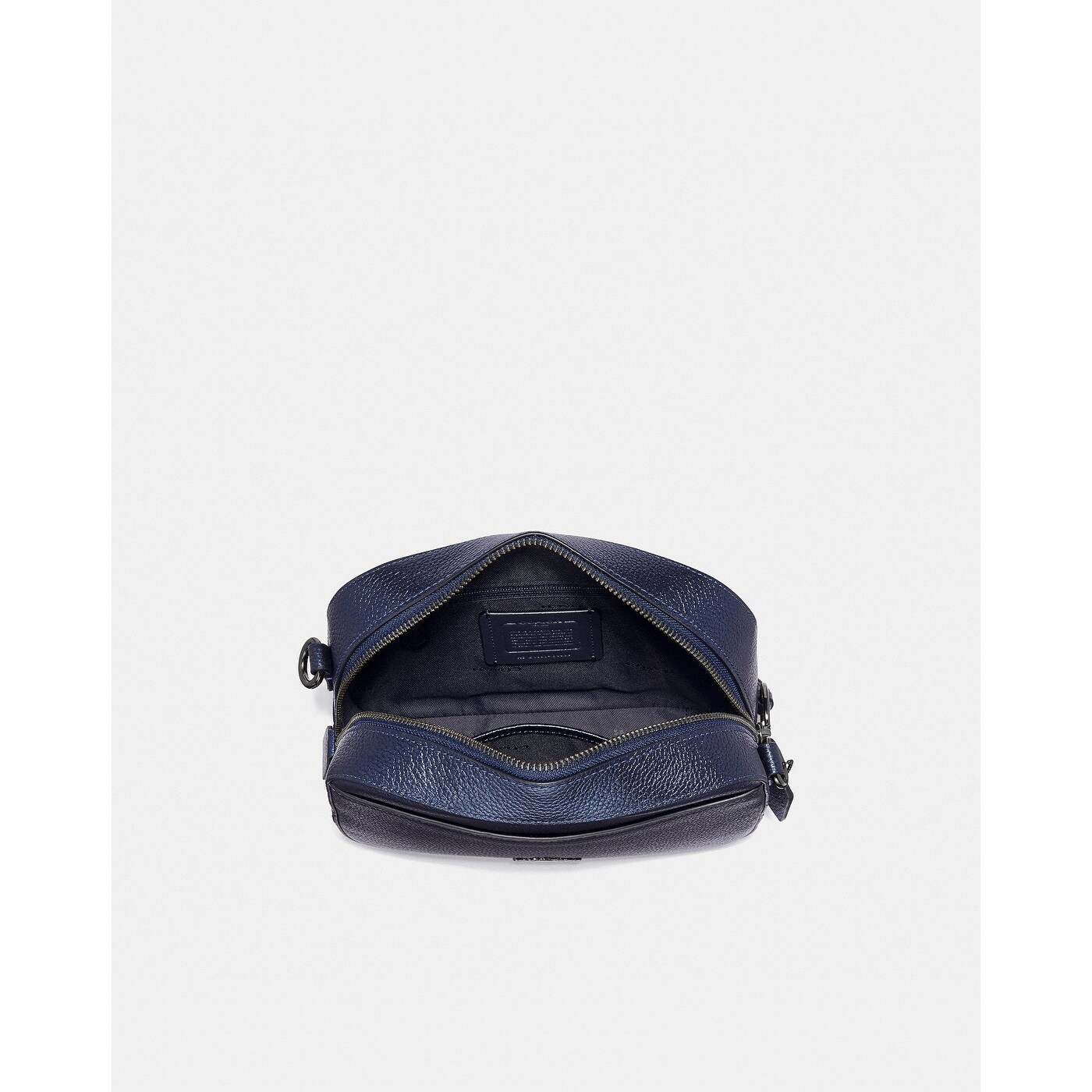 coach metallic blue camera bag