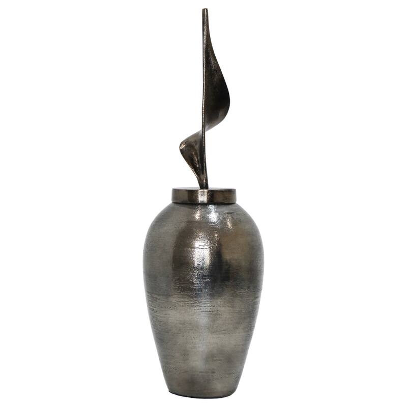 Sophisticated Glass Table Vase with Metal Topper - Gunmetal & Metallic