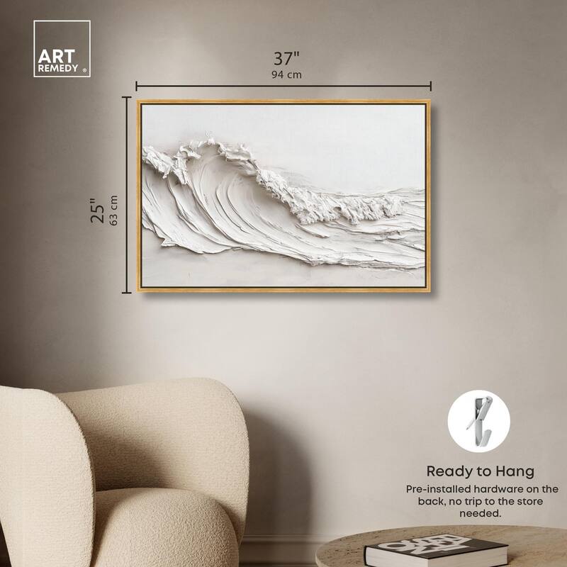 Wave on White Canvas by Art Remedy