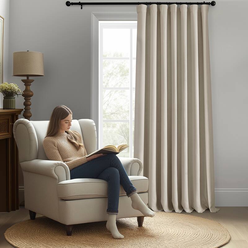 Exclusive Fabrics Faux Linen Extra Wide Room Darkening Curtains (1 Panel)