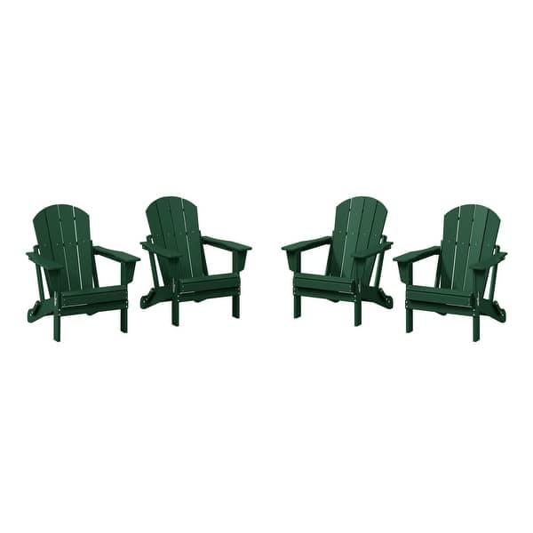 slide 2 of 12, Polytrends Laguna Weather Resistant Outdoor Patio Folding Adirondack Chairs (Set of 4) Dark Green