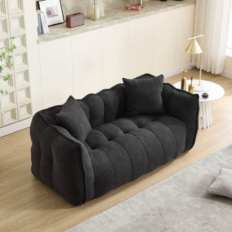 Soft Beanbag Chair With High Resilience Foam Core For Two People.The Comfortable Square Recliner Sofa Is Ideal