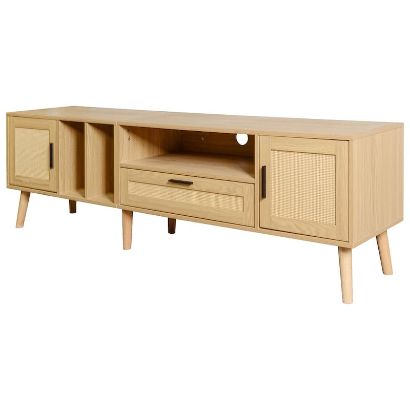Farmhouse Style Rattan TV Stand for Living room
