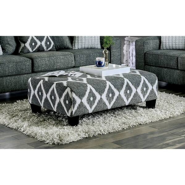 slide 1 of 4, Furniture of America Myrnohrad Grey Geometric Print Cocktail Ottoman