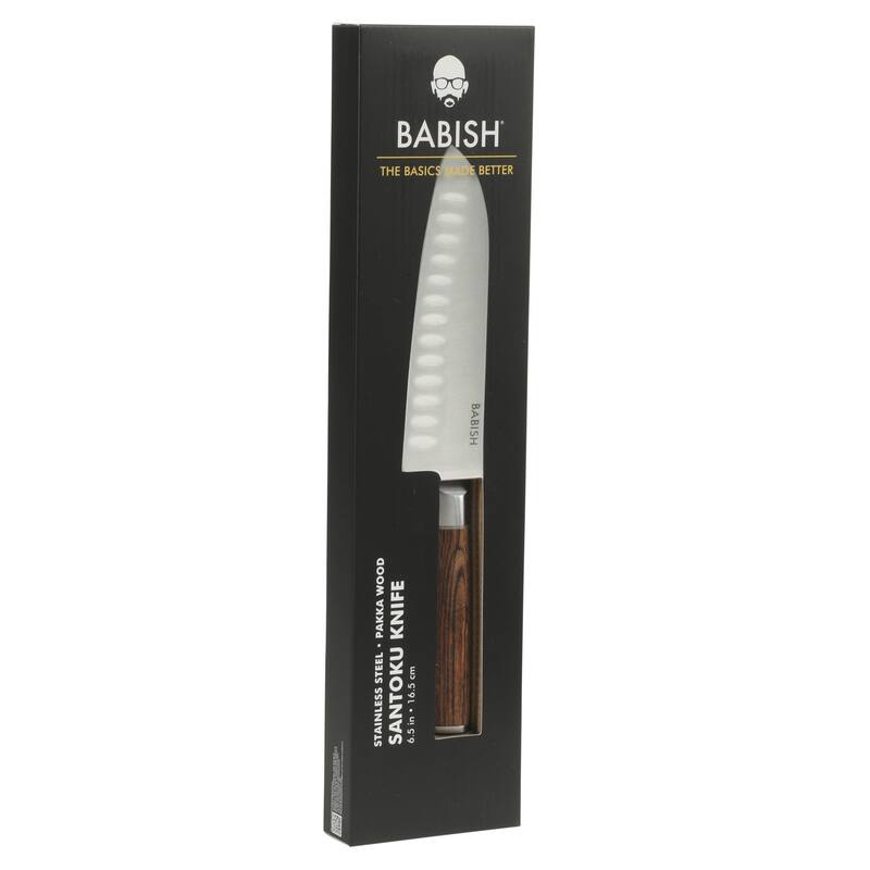 Babish High Carbon 1.4116 German Steel Full Tang 6.5-Inch Santoku Knife - for Chopping, Slicing, Dicing & Precision Prep