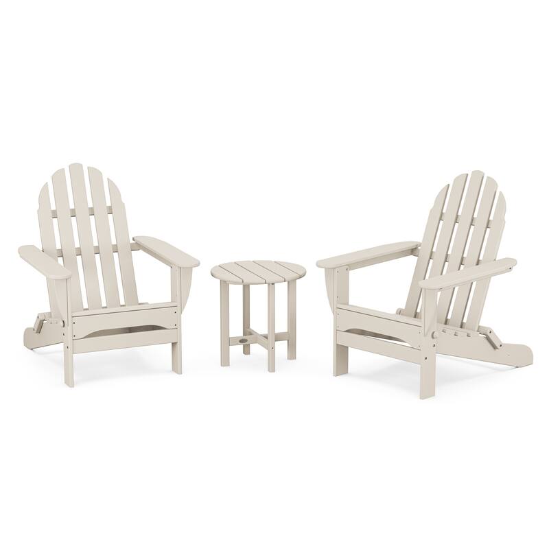 POLYWOOD Classic Folding Adirondack 3-Piece Set - Sand