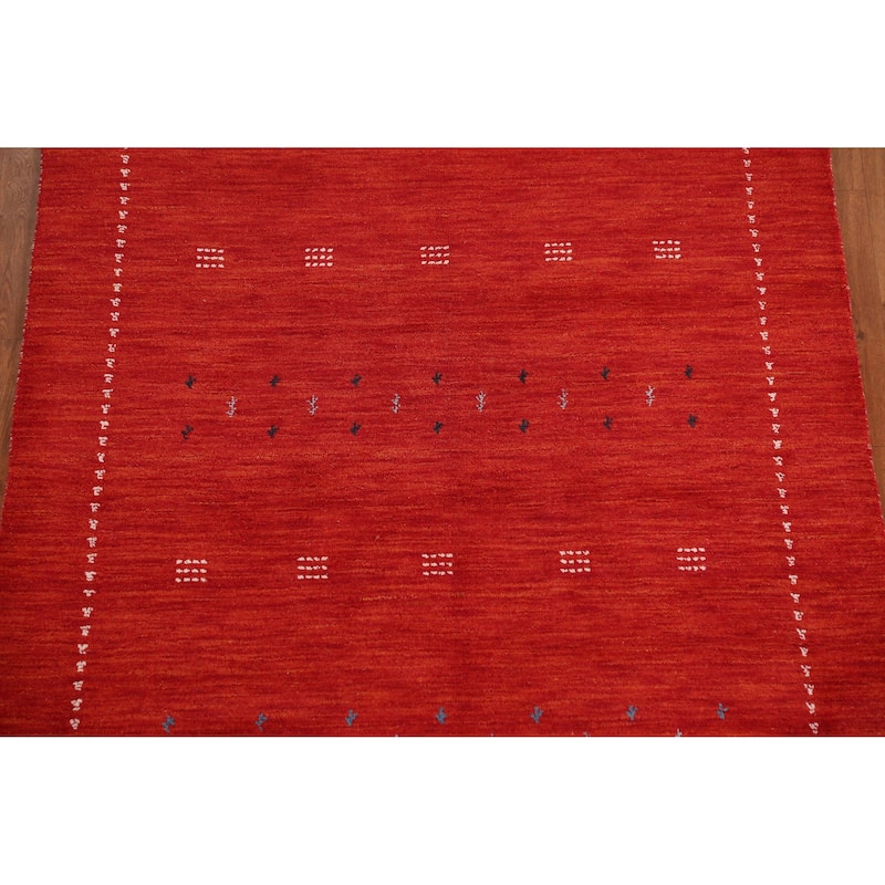 Hand Knotted Oriental 100% Wool Carpet Tribal Tribal Oranges & Rust Gabbeh Area Rug - 6' 5'' X 4' 8''