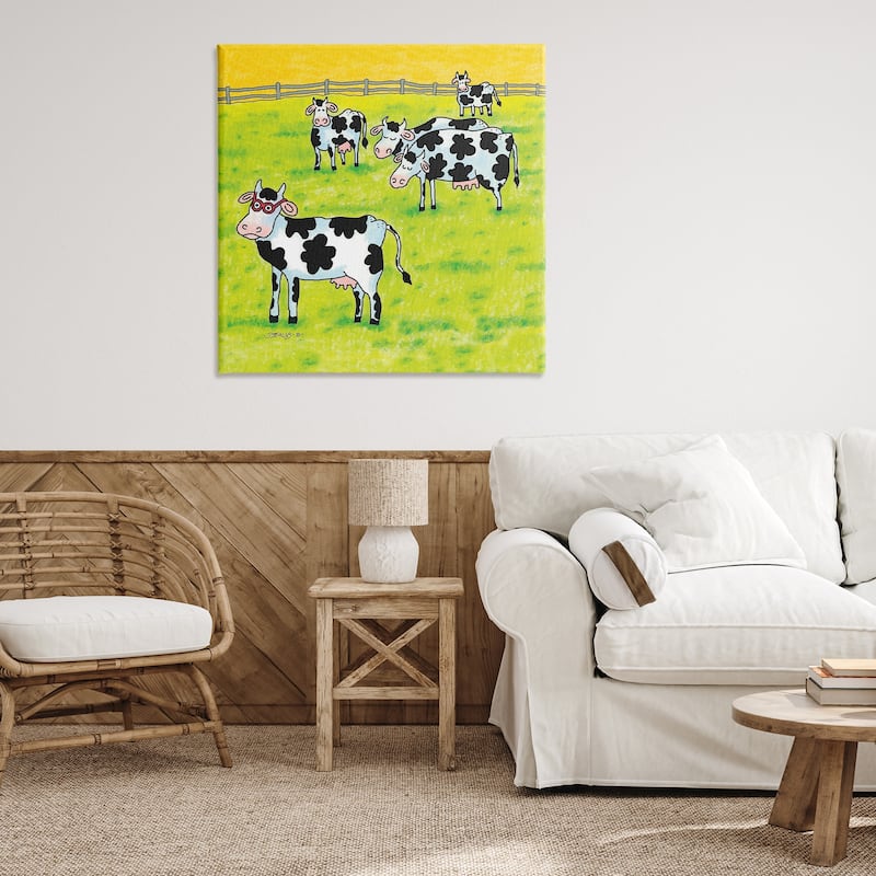 Stupell Funny Cow Herd with Specs Canvas Wall Art Design By Roger Straub