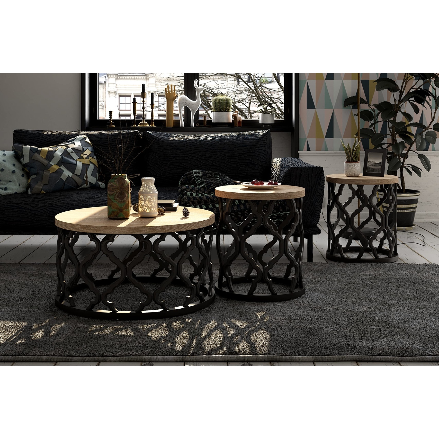 Rustic Farmhouse Coffee Table, Distressed Wood Top Table with