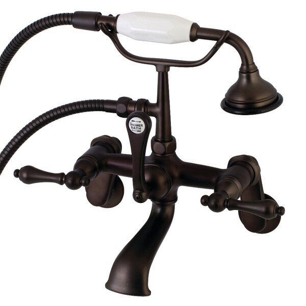 Kingston Brass AE51T Vintage Wall Mounted Clawfoot Tub Filler with Built-In Diverter and Metal Lever Handles