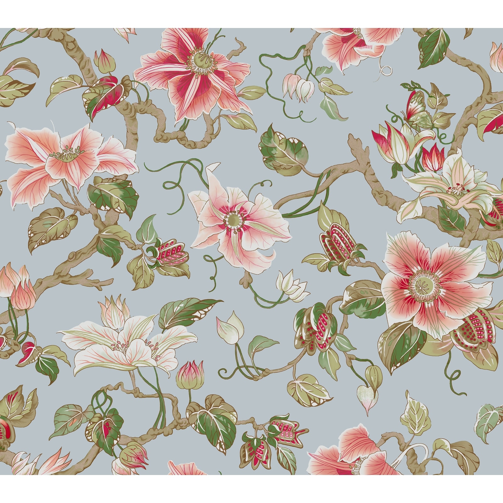 Ronald Redding Marguerite Vine Blue Wallpaper