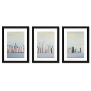 New York Skyline Pastels Julia Purinton Contemporary - 3 Piece Framed Gallery Art Set