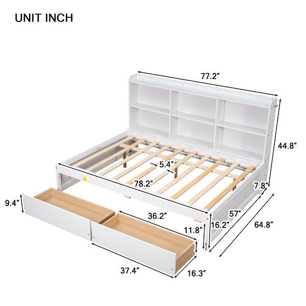 dimension image slide 1 of 2, Twin Day Bed with Bookcase & Drawers - Ideal Bedroom Furniture
