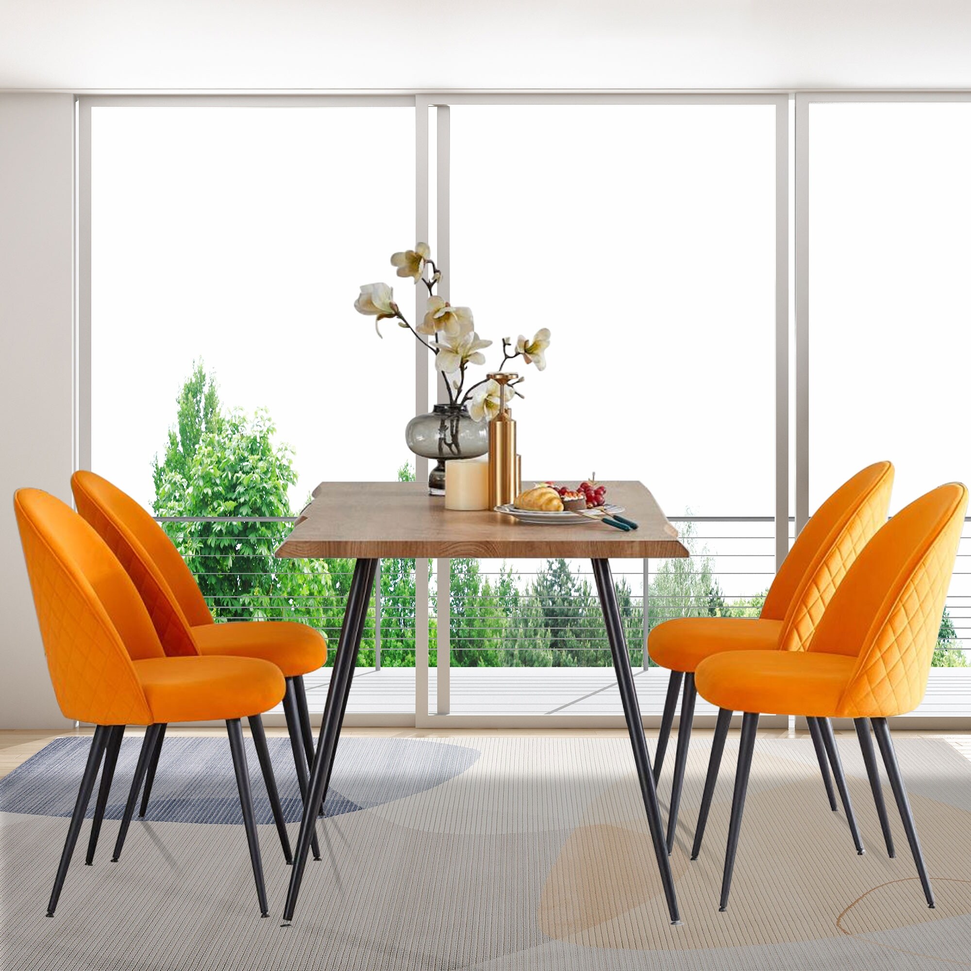 Orange dining room chairs set of 4 sale