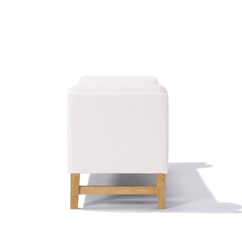 Christopher Knight Home - Tommy Boucle Upholstered Storage Ottoman with Solid Wood Legs and Pillows