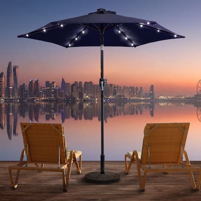 LIVOOSUN Patio 7.5 Feet Market Solar LED Light Umbrella