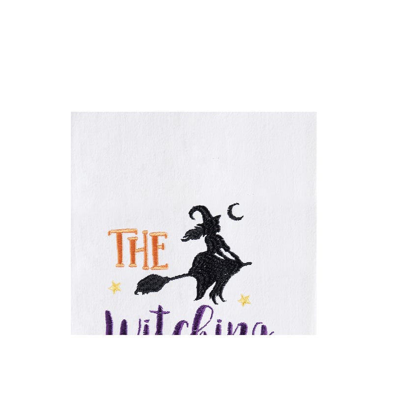 The Witching Hour Halloween Cotton Embroidered Flour Sack Kitchen Towel