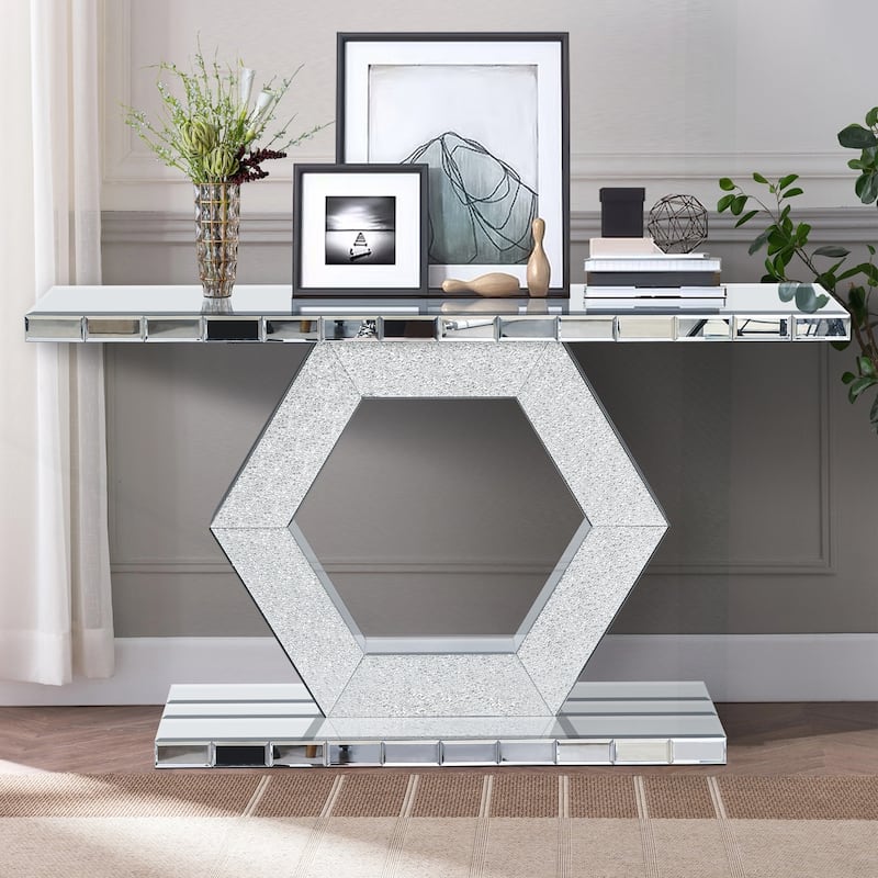 Luxurious Sparkling Console Table with Innovative Design for Stylish Homes - Silver - Wood